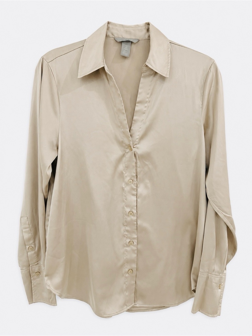 H&M Silky Beige Button-Up Blouse size S